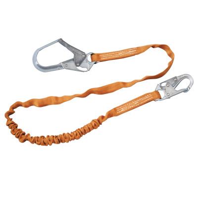 Honeywell Titan II Stretch Tube Shock-Absorbing Lanyard, Snap/Rebar Hooks, 1 Leg, Orange, T5112SS-Z7/6FTAF