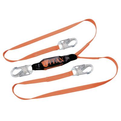 Honeywell Titan Pack-Type Shock Absorbing Lanyard, Locking Snap Hooks, 2 Leg, Orange, T6121-Z7/6FTAF