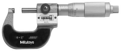 Mitutoyo Series 193 Digit OD Micrometers, 3 in-4 in, .0001 in, Ratchet Stop, 193-214