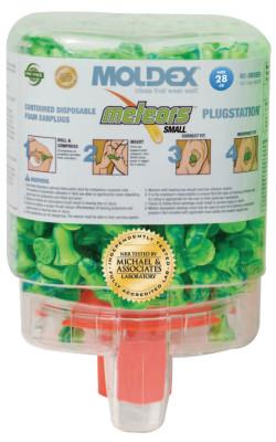 Moldex PlugStation® Earplug Dispenser, Disposable Plastic Bottle, Small Foam Earplugs, Bright Green, Meteors®, 6634