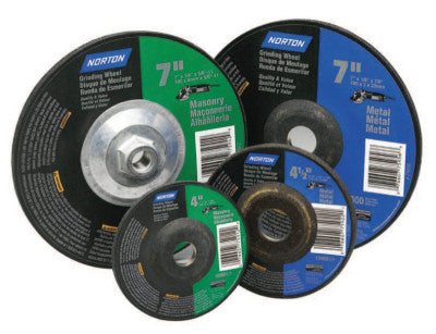 Saint-Gobain Depressed Center Metal and Masonry Wheel, 7 in Dia, 1/4 in Thick Silicon, 07660775942