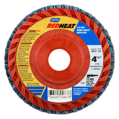 Saint-Gobain Type 27 TwinStar Flap Discs, 4 1/2 in, 60 Grit, 7/8 in Arbor, 13,000 rpm, 63642504878