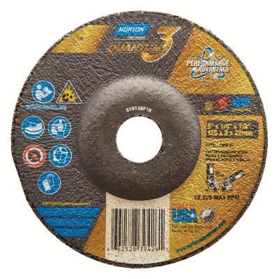 Saint-Gobain Quantum3 SG CA Type 27 Grinding Wheel, 9 in dia, 1/8 in Thick, 7/8 in Arbor, 24 Grit, Ceramic Alumina, 66252839432