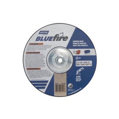 Saint-Gobain BlueFire Depressed Center Wheels, 9" Dia, 5/8" Arbor, 1/4" Thick, 24 Grit, 66252843246