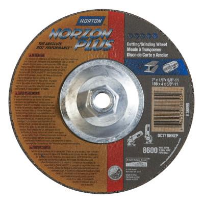 Saint-Gobain Type 27 NorZon Plus Depressed Center Wheel, 7 in Diameter, 1/8 in Thick, 5/8 in-11 Arbor, 10/PK, 66252938855
