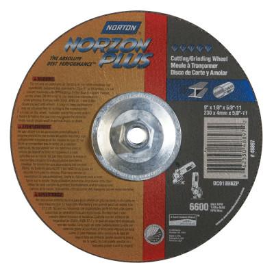 Saint-Gobain Type 27 NorZon Plus Depressed Center Wheel, 9 in Diameter, 1/8 in Thick, 5/8 in - 11 Arbor,CutOff, 66253048897