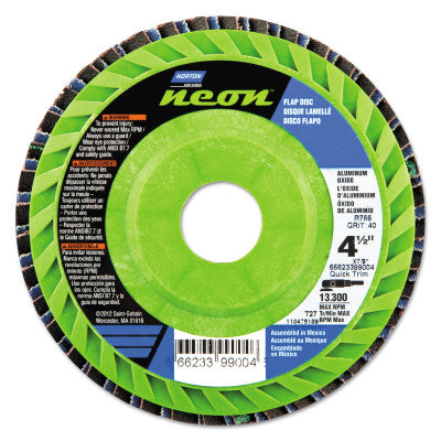 Saint-Gobain Type 27 Flat Flap Discs, 4 1/2 in Dia, 40 Grit, 7/8 in Arbor, 13,300 rpm, 66623399004