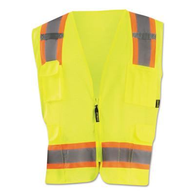 OCCUNOMIX High Visibility Two-Tone Surveyor X Back Mesh Vests, Small, Yellow, ECO-ATRNSM-YS