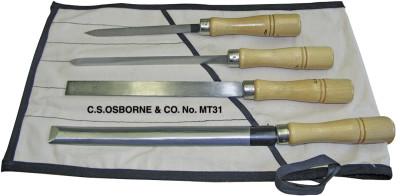 C.S. Osborne Machinists' Scraper Sets, 8" Three Square;8" Flat;10" Half Round;6" Three Square, MT-31