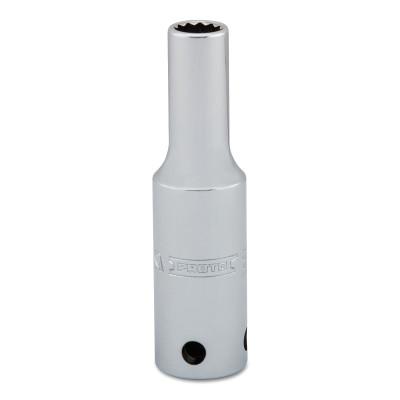 Stanley?? Products Tether-Ready Drive Deep Sockets, 1/2 in Drive, 3/8 in, 3 1/4 in L, 12 Points, 5312-TT