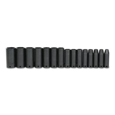 Stanley® Products Torqueplus 15 Piece Thin Wall Deep Impact Socket Sets, 1/2 in, 6 Point, 74117