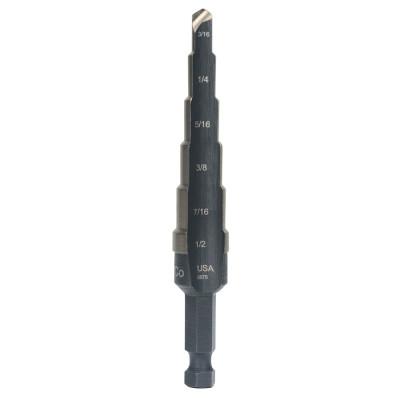 Stanley® Products Cobalt Step Drills, 3/16 in-1/2 in, 6 Steps, 10232CB