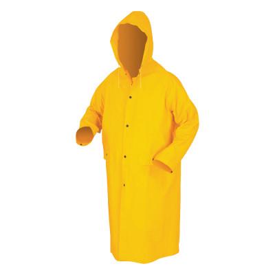 MCR Safety Classic Rain Coat, Detachable Hood, 0.35 mm PVC/Poly, Yellow, 49 in 2X-Large, 200CX2