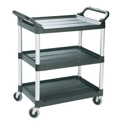 Newell Brands Economy Plastic Cart, Three-Shelf, 18-5/8w x 33-5/8d x 37-3/4h, Black, FG342488BLA