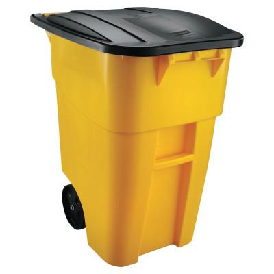 Newell Brands Brute Rollout Container, Square, Plastic, 50 gal, Yellow, FG9W2700YEL