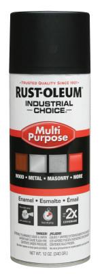 Rust-Oleum® Industrial Industrial Choice 1600 System Enamel Aerosols, 12 oz, Semi-Flat Black, 1678830