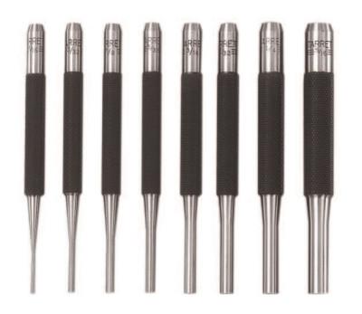 L.S. Starrett Drive Pin Punches, 4 in, 1/16 in tip, Steel, 52578