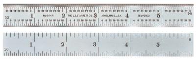 L.S. Starrett Spring Tempered Steel Rule, 6 in, Spring-Tempered Steel, 52678