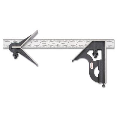 L.S. Starrett 11HC Series Combination Squares, 12 in, 8ths, 16ths, Quick Read 32nds, 64ths, 56367