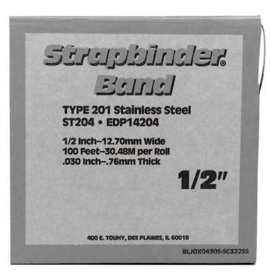 Strapbinder?? Bands, 3/8 in x 100 ft, 0.025 in Stainless Steel 201, ST203