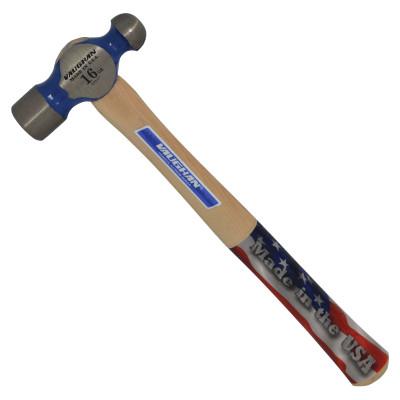 Vaughan® Commercial Ball Pein Hammer, Hickory Handle, 15 in, Forged Steel 20 oz Head, TC120