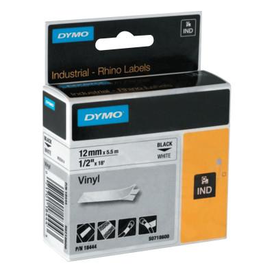 Newell Brands Industrial Rhino™ Vinyl Label Cartridge, 3/4 in W x 18 ft L, Black Print on White Background, 18445