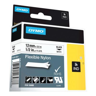 Newell Brands Industrial Rhino™ Flexible Nylon Label Cartridge, 3/4 in W x 11.5 ft L, Black Print on White Background, 18489