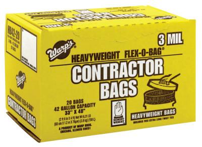 Warp Brothers FLEX-O-BAG Contractor Bags, 42 oz, 3 mil Thick, 33 in w x 48 in h, HB42-20-R