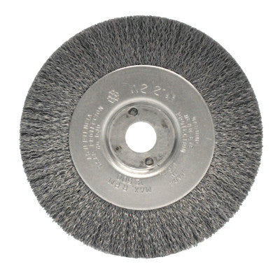 Weiler® Narrow Face Crimped Wire Wheel, 4 in D, .008 Steel, 1/2-3/8 in Arbor Hole, 00114