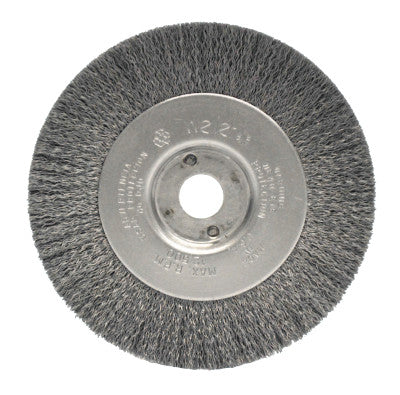 Weiler® Narrow Face Crimped Wire Wheel, 4 in D x 1/2 in W, .0095 Steel Wire, 6,000 rpm, 00124
