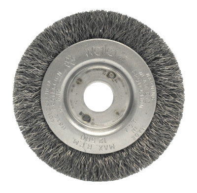 Weiler® Narrow Face Crimped Wire Wheel, 3 in D, .006 Stainless Steel Wire, 00244