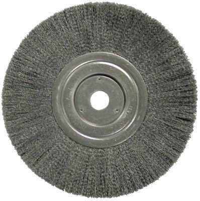 Weiler® Narrow Face Crimped Wire Wheel, 8 in D x 3/4 in W, .014 in Steel Wire, 3/4 Arbor, 01178