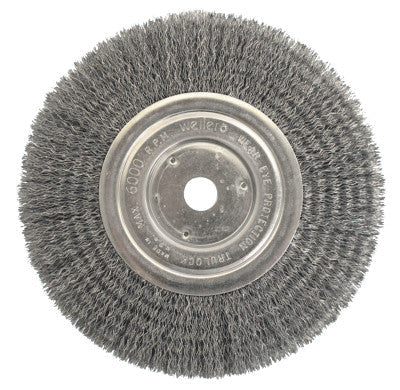 Weiler® Medium-Face Crimped Wire Wheel, 7 in D x 3/4 in W, .014 in Steel Wire, 6,000 rpm, 02335