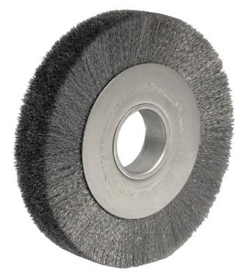 Weiler® Wide-Face Crimped Wire Wheel, 8 in Dia. x 1.5 in W, 0.0118 Stainless Steel, 4,000 rpm, 03590