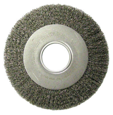 Weiler® Medium-Face Crimped Wire Wheel, 8 in D x 1 in W, .0104 in Steel Wire, 4,000 rpm, 06100