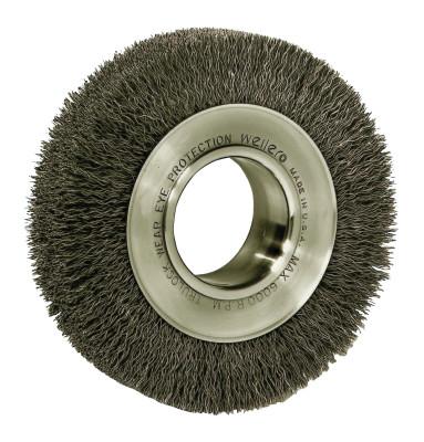 Weiler® Medium-Face Crimped Wire Wheel, 6 in D, .0118 Stainless Steel Wire, 06450