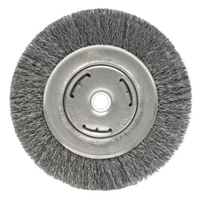 Weiler® Wide-Face Crimped Wire Wheel, 6 in Dia. x 7/8 in W, 0.014 in Steel, 6,000 rpm, 06645