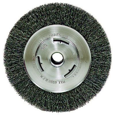 Weiler® Wide-Face Crimped Wire Wheel, 7 in Dia. x 7/8 in W, 0.014 in Steel, 6,000 rpm, 06655