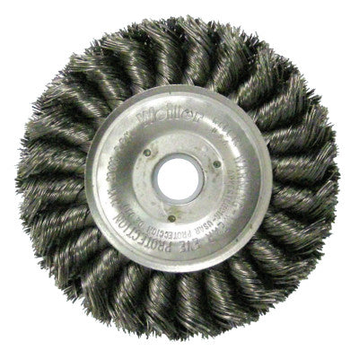 Weiler® Standard Twist Knot Wire Wheel, 4 in D x 1/2 in W, .014 in Steel, 5/8-1/2 Arbor, 08045