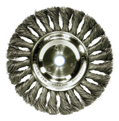 Weiler® Standard Twist Knot Wire Wheel, 6 in D x 1/2 in W, .0118 Steel Wire, 9,000 rpm, 08075