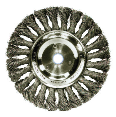 Weiler® Standard Twist Knot Wire Wheel, 6 in D x 1/2 in W, .014 in Steel Wire, 9,000 rpm, 08085