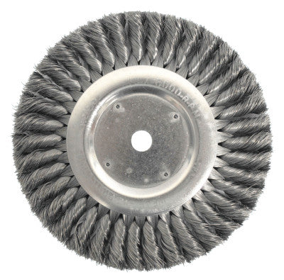 Weiler® Standard Twist Knot Wire Wheel, 8 in D x 5/8 in W, .016 in Steel Wire, 6,000 rpm, 08145