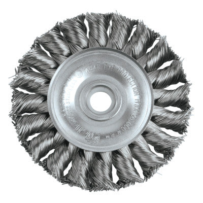 Weiler® Standard Twist Knot Wire Wheel, 3 in dia x 3/8 in Wide, 0.014 in Stainless Steel Wire, 08264