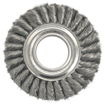 Weiler® Wide Face Standard Twist Knot Wire Wheel, 6 in Dia. x 1 3/8 W, 8,000 rpm, 09180