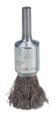 Weiler® Crimped Wire Solid End Brushes, Steel, 25,000 rpm, 1/2" x 0.0104", 10002
