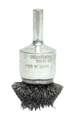 Weiler® Stem-Mounted Circular Flared End Brushes, Stainless, 20,000 rpm, 1 1/2" x 0.008", 10046