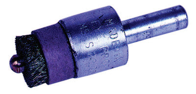Weiler® Stem-Mounted Pilot Bonding Brush, Stainless Steel, 1/2 in x 0.005 in, 20,000 rpm, 3/16 in dia Pilot, 10059