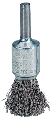 Weiler® Crimped Wire Solid End Brushes, Brass, 20,000 rpm, 1" x 0.005", 10128