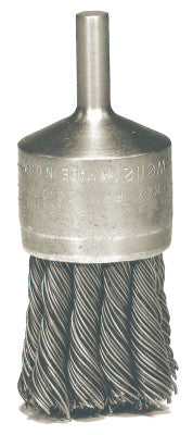 Weiler® Hollow-End Knot Wire End Brush, Steel, 22,000 rpm, 1 1/8" x 0.006", 10141