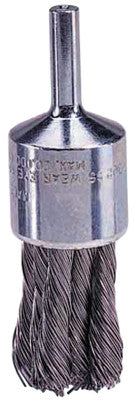 Weiler® Hollow-End Knot Wire End Brush, Steel, 20,000 rpm, 1/2" x 0.0104", 10208